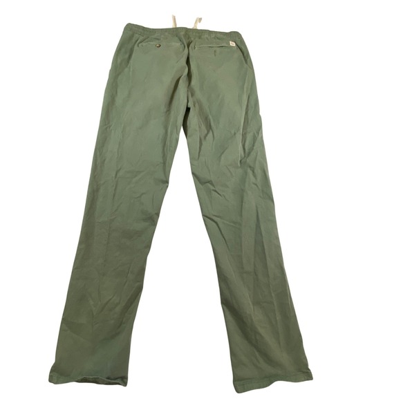 Marine Layer Mens Saturday Slim Fit Pants Olive Green Elastic Waist Large - Picture 13 of 15